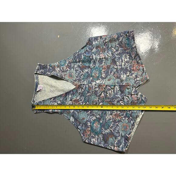VNT Take Nine Maternity Wear Tabatha style denim floral vest Size L Womens Blue - Picture 4 of 12